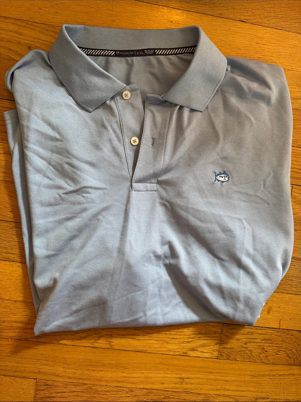 Southern Tide Light Blue Polo with Embroidered Fish Logo